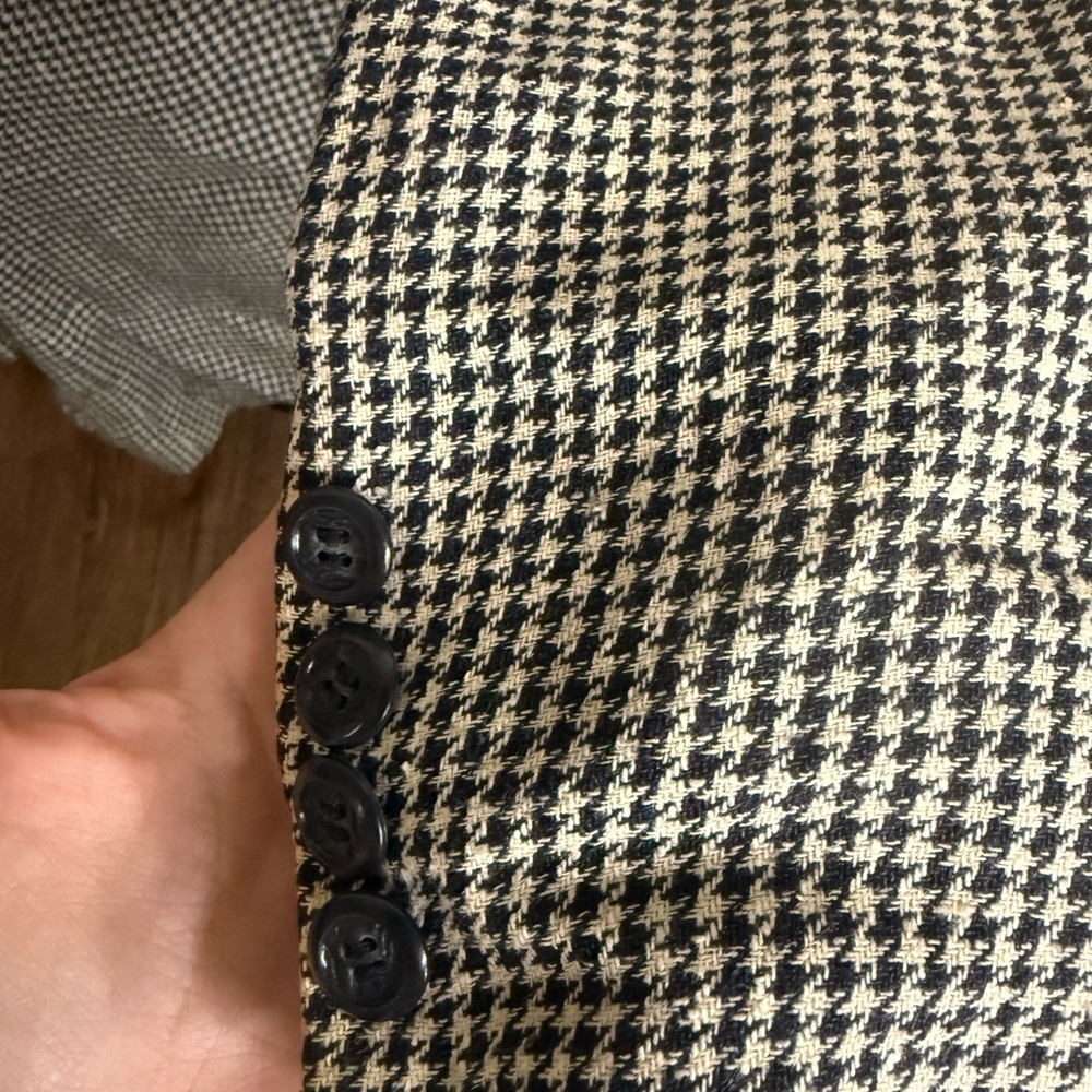 Vintage RARE Guy Laroche 100% Silk Houndstooth Blazer Men's 40R Double Breasted - Picture 6 of 12